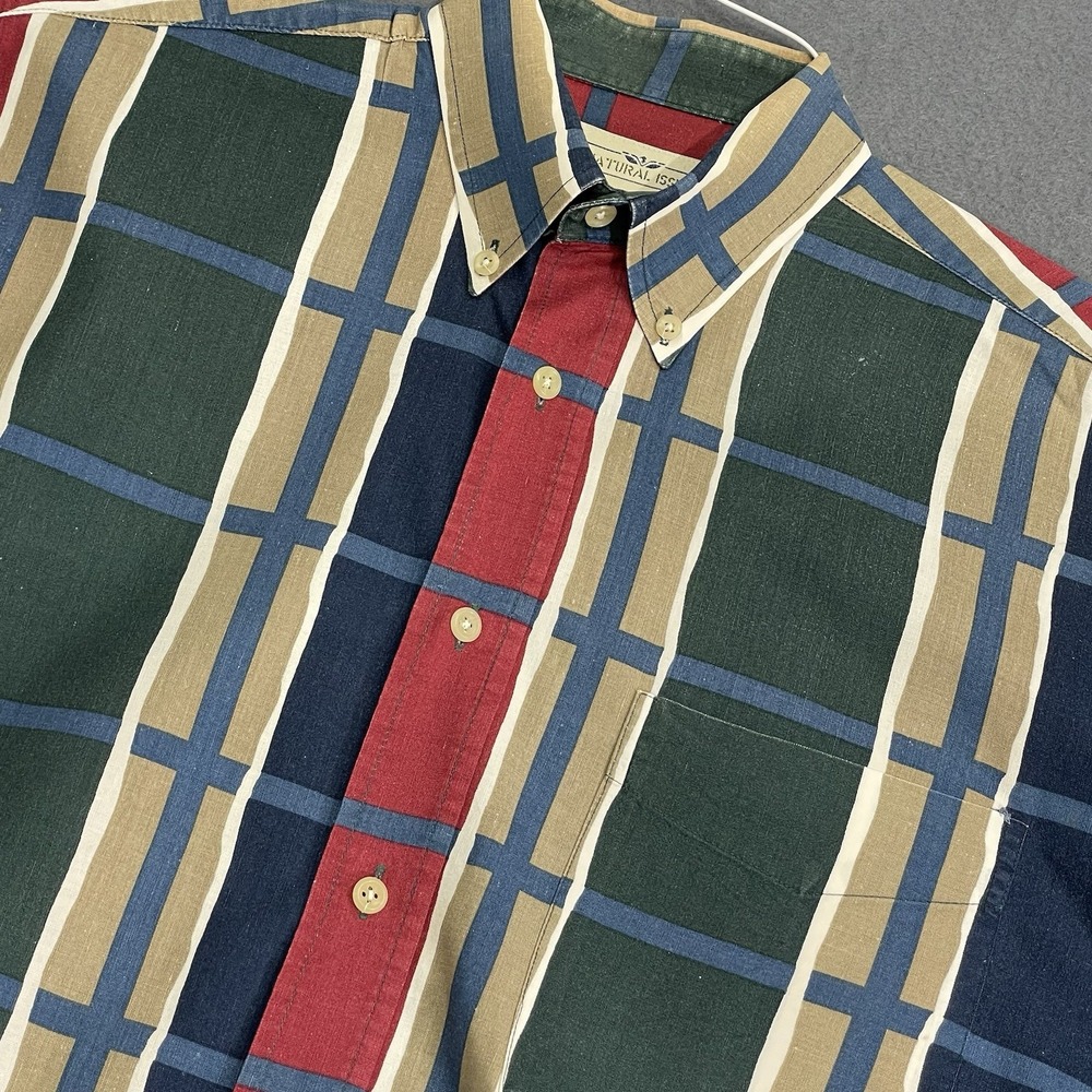 Natural‎ Issue Mens Medium Abstract  Shirt Short Sleeve Button-Up 80s 90s Check